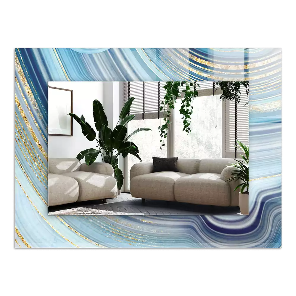 Négyszögletes dísztükör Absztrakt kék hullámok