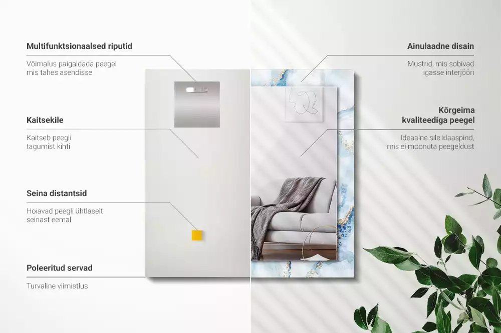 Négyszögletes dísztükör Absztrakt márvány minta