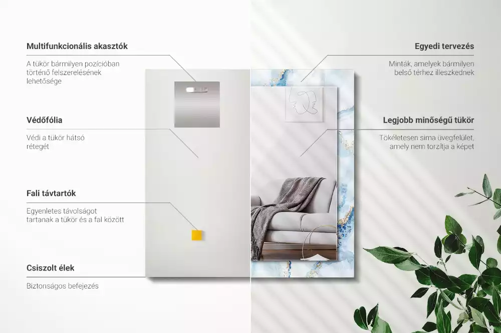 Négyszögletes dísztükör Absztrakt márvány minta