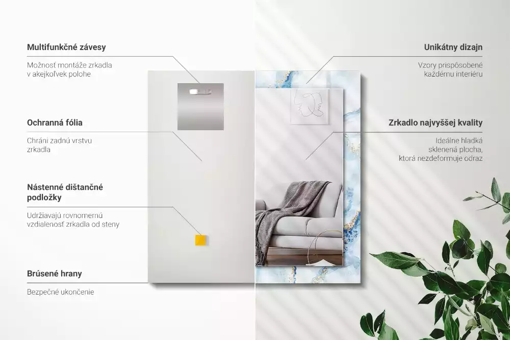 Négyszögletes dísztükör Absztrakt márvány minta