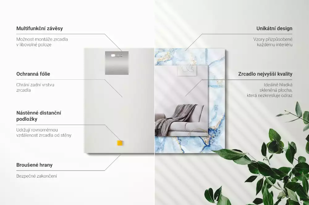 Négyszögletes dísztükör Absztrakt márvány minta