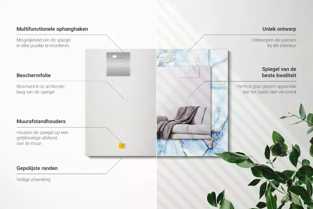 Négyszögletes dísztükör Absztrakt márvány minta