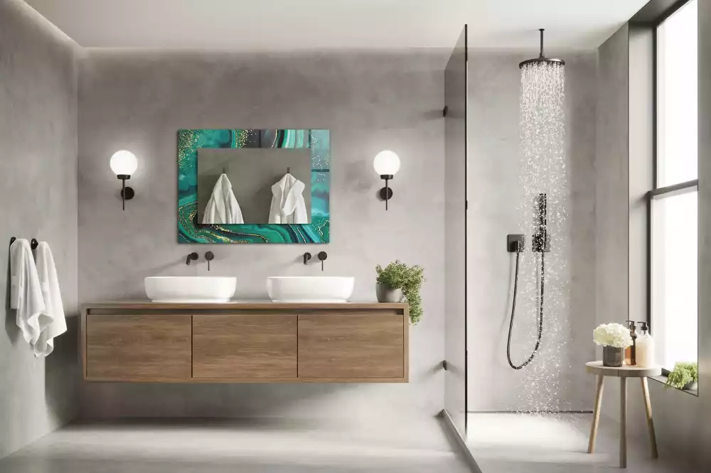 Négyszögletes dísztükör Absztrakt zöld textúra