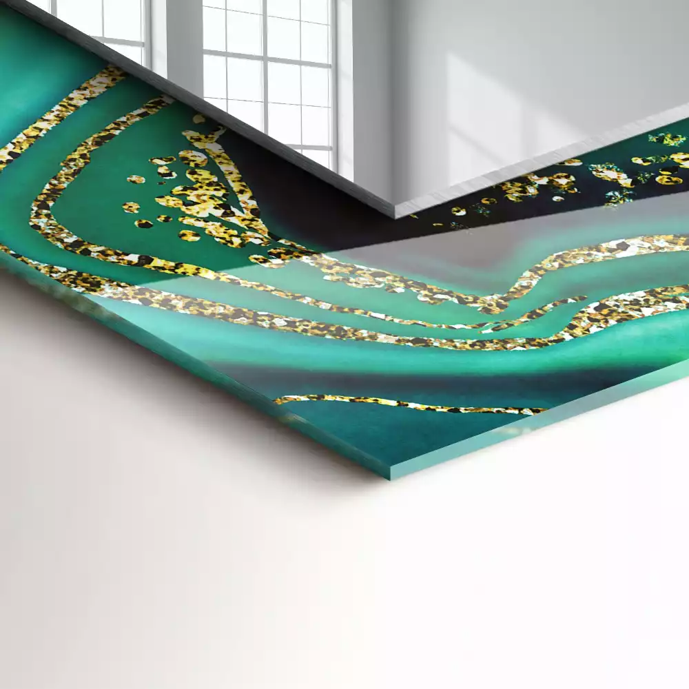 Négyszögletes dísztükör Absztrakt zöld textúra