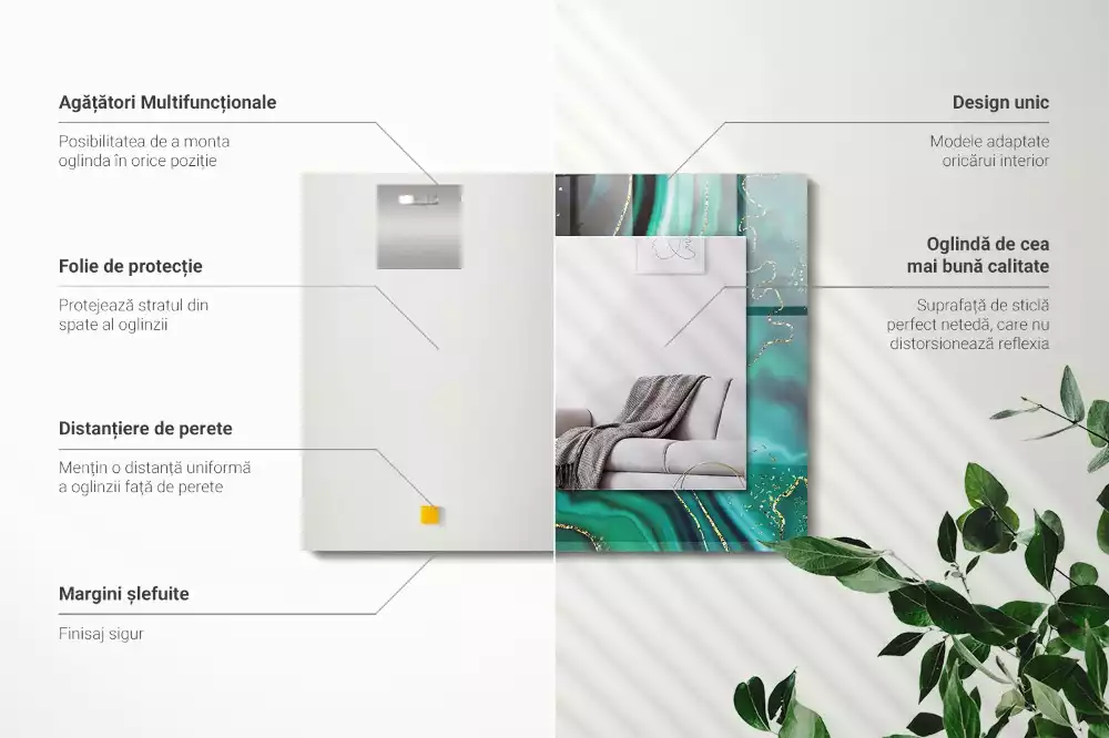 Négyszögletes dísztükör Absztrakt zöld textúra