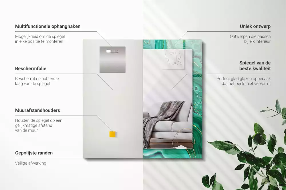 Négyszögletes dísztükör Absztrakt zöld textúra