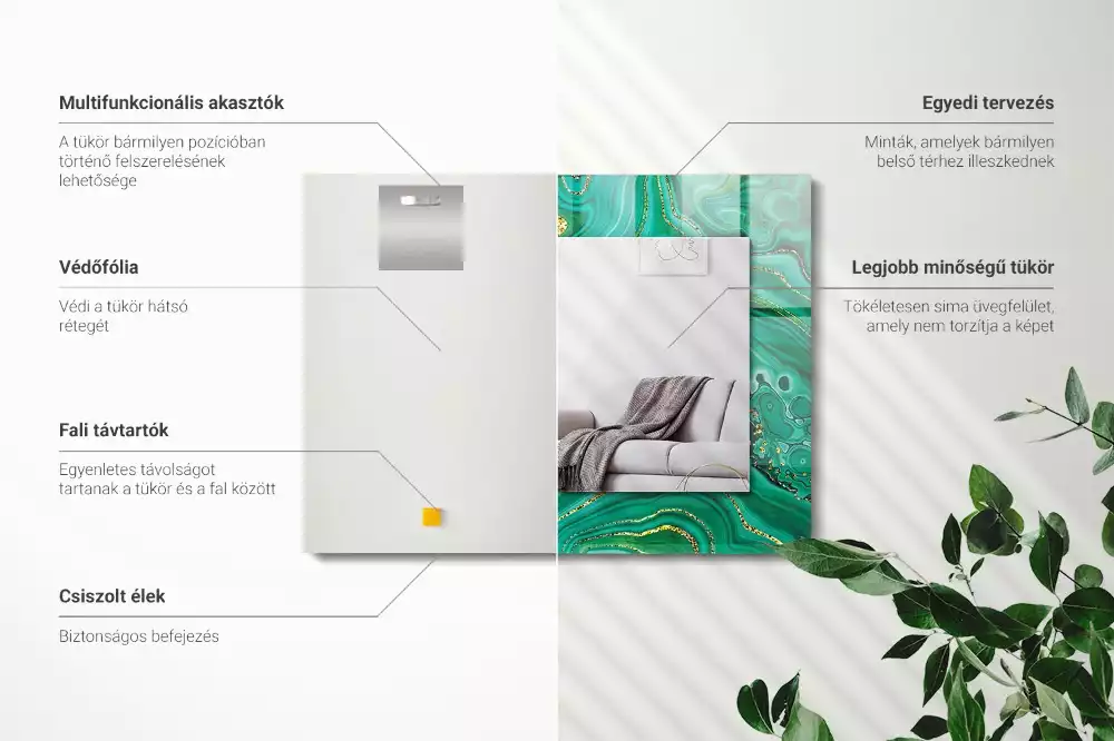 Négyszögletes dísztükör Absztrakt zöld textúra