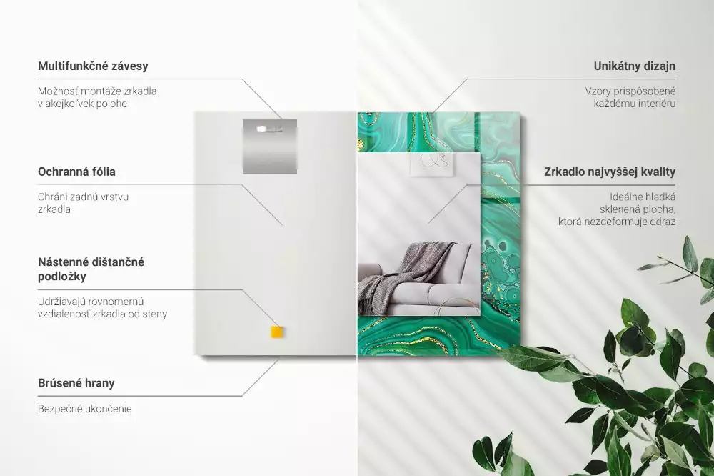 Négyszögletes dísztükör Absztrakt zöld textúra