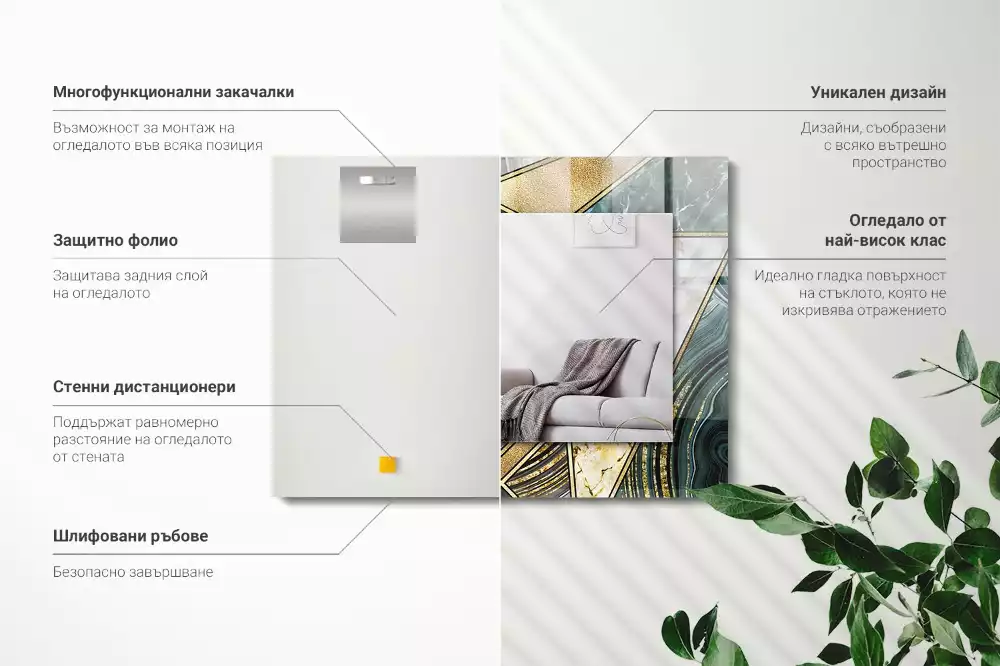 Négyszögletes dísztükör Absztrakt geometriai minták