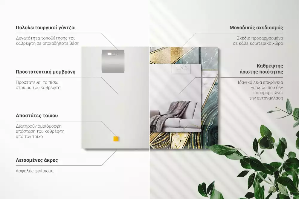 Négyszögletes dísztükör Absztrakt geometriai minták