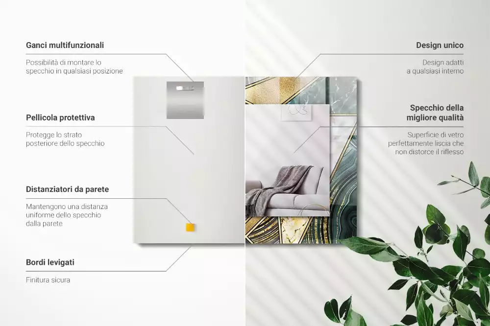 Négyszögletes dísztükör Absztrakt geometriai minták