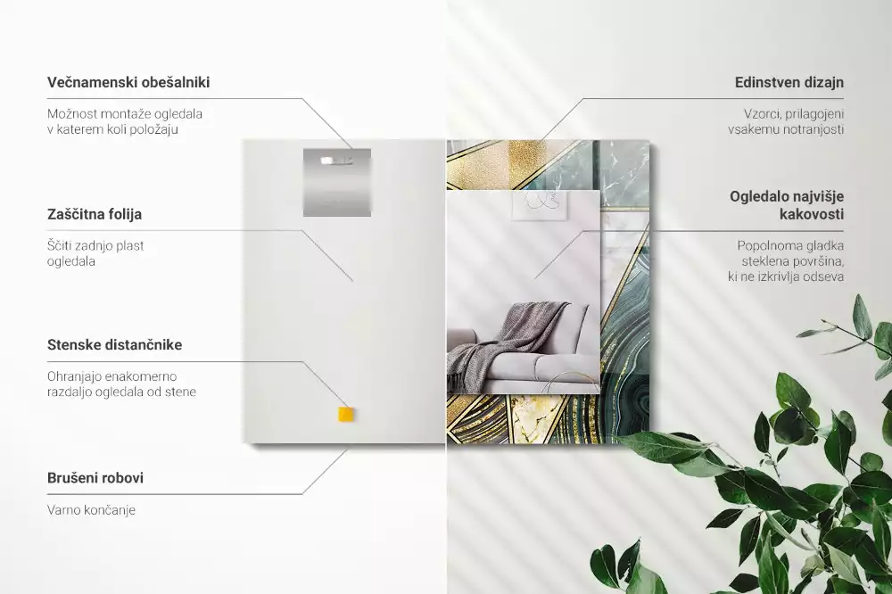 Négyszögletes dísztükör Absztrakt geometriai minták