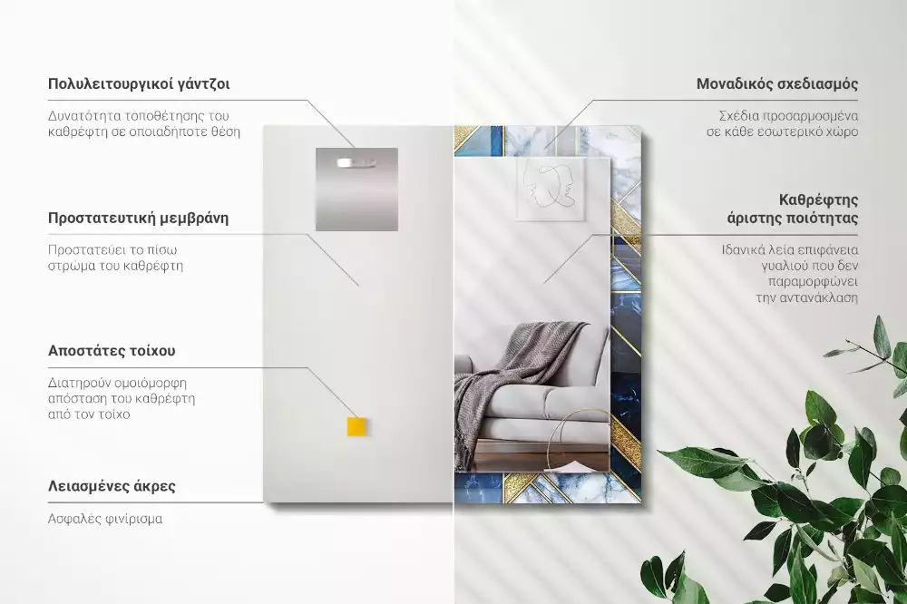 Négyszögletes dísztükör Absztrakt geometriai mozaik