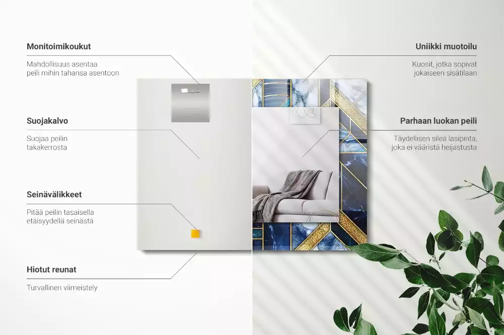 Négyszögletes dísztükör Absztrakt geometriai mozaik