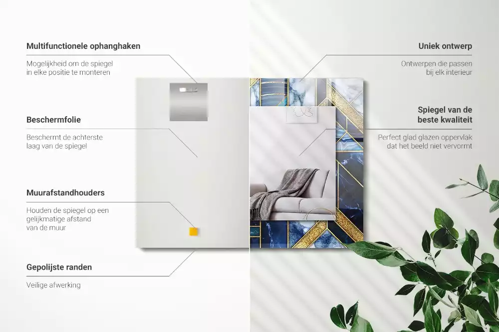 Négyszögletes dísztükör Absztrakt geometriai mozaik