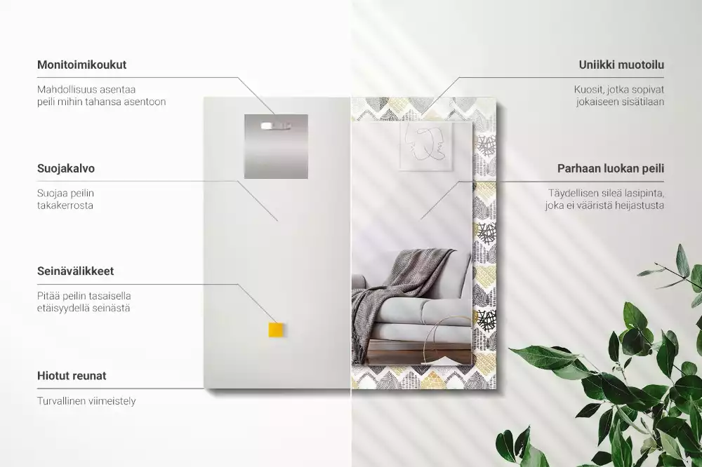 Négyszögletes dísztükör Színes szívek