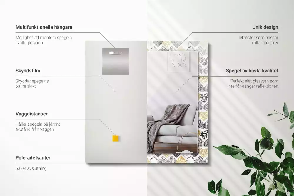 Négyszögletes dísztükör Színes szívek