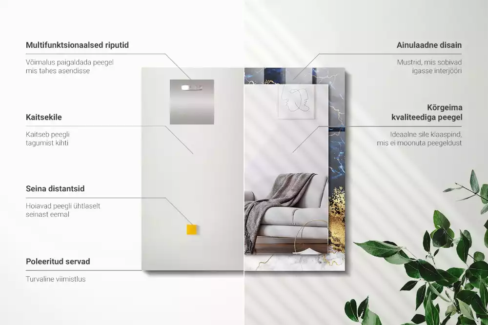 Négyszögletes dísztükör Márvány absztrakció