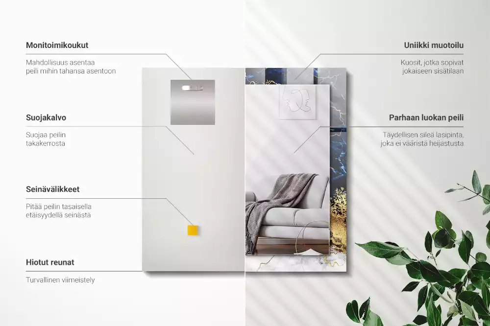 Négyszögletes dísztükör Márvány absztrakció