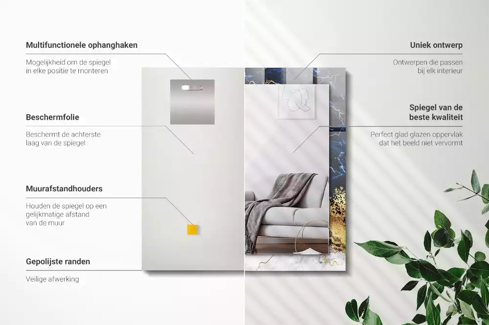 Négyszögletes dísztükör Márvány absztrakció