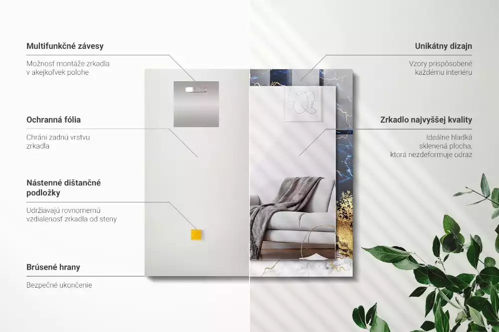 Négyszögletes dísztükör Márvány absztrakció