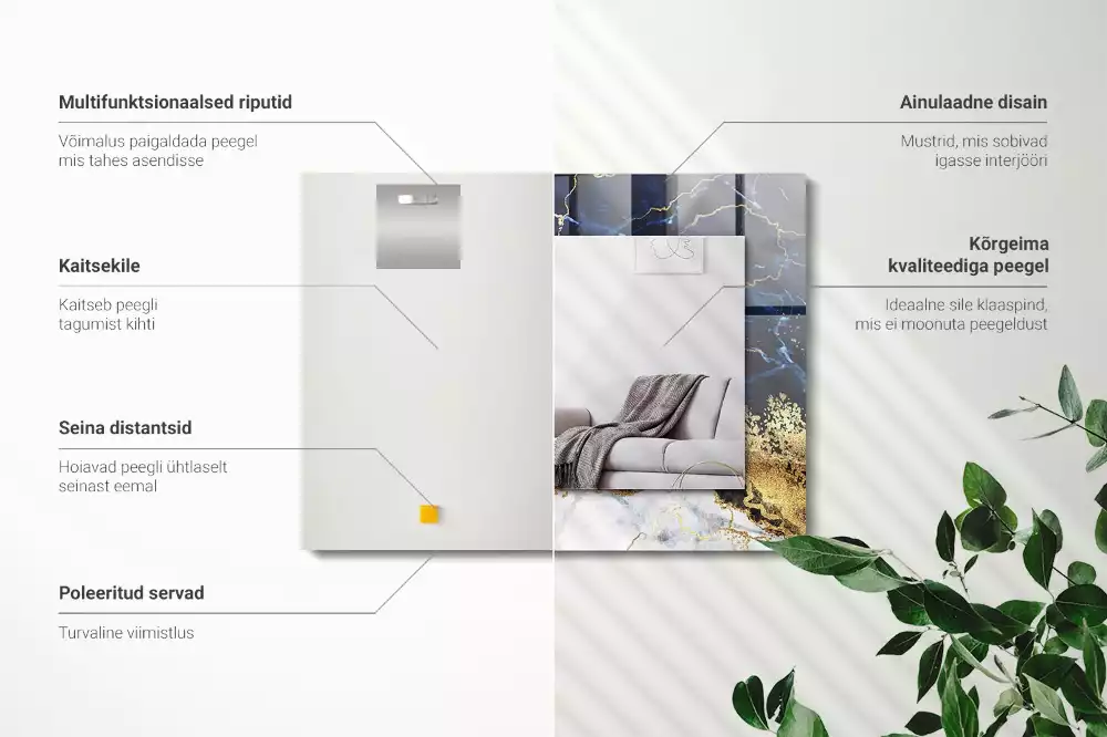 Négyszögletes dísztükör Márvány absztrakció