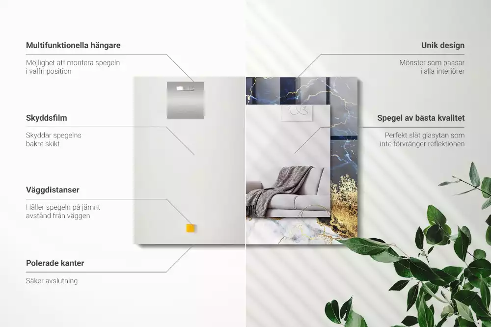 Négyszögletes dísztükör Márvány absztrakció