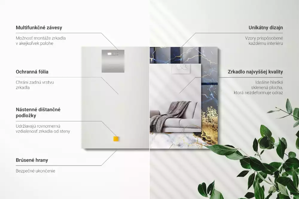 Négyszögletes dísztükör Márvány absztrakció