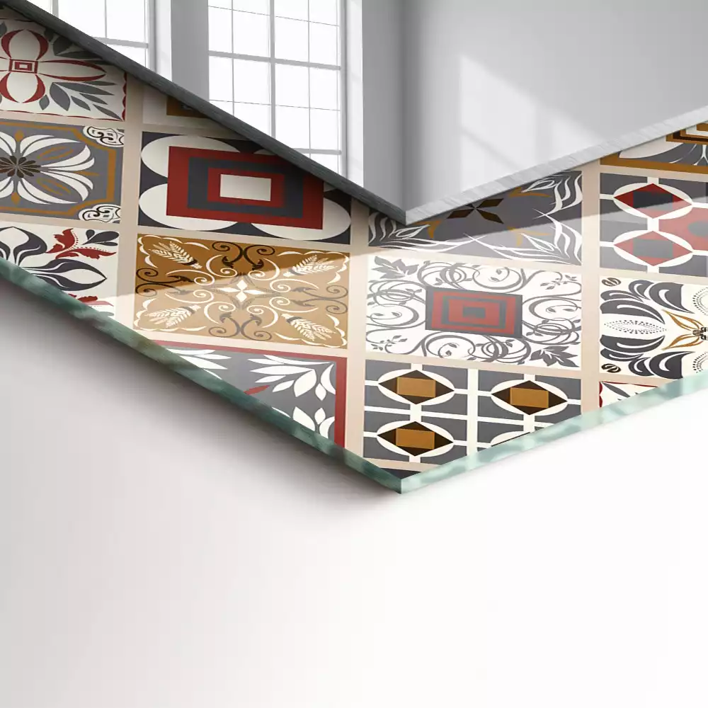 Négyszögletes dísztükör Színes csempe minták