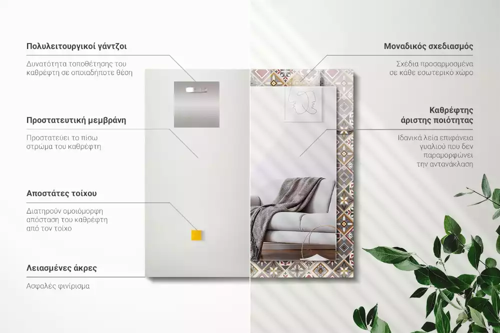 Négyszögletes dísztükör Színes csempe minták