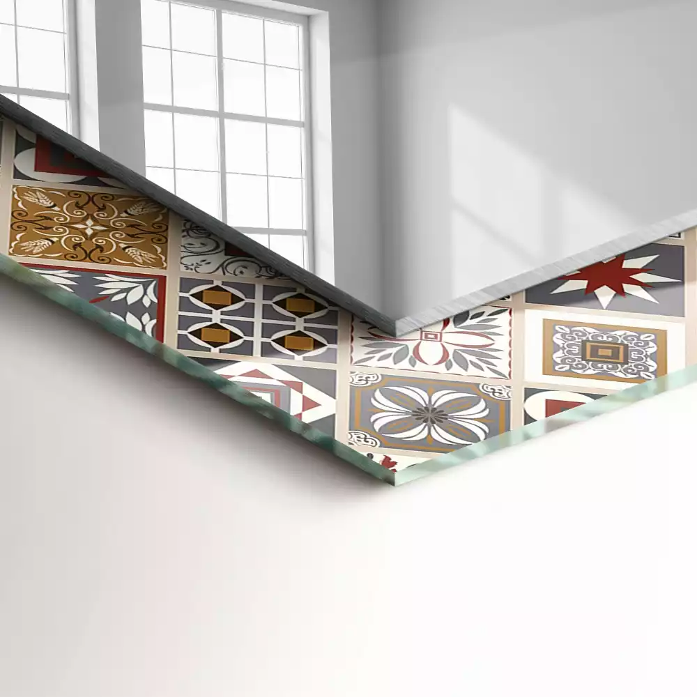 Négyszögletes dísztükör Színes csempe minták