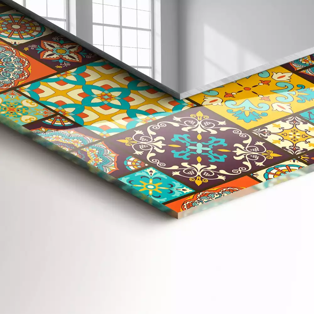 Négyszögletes dísztükör Színes mozaik csempe