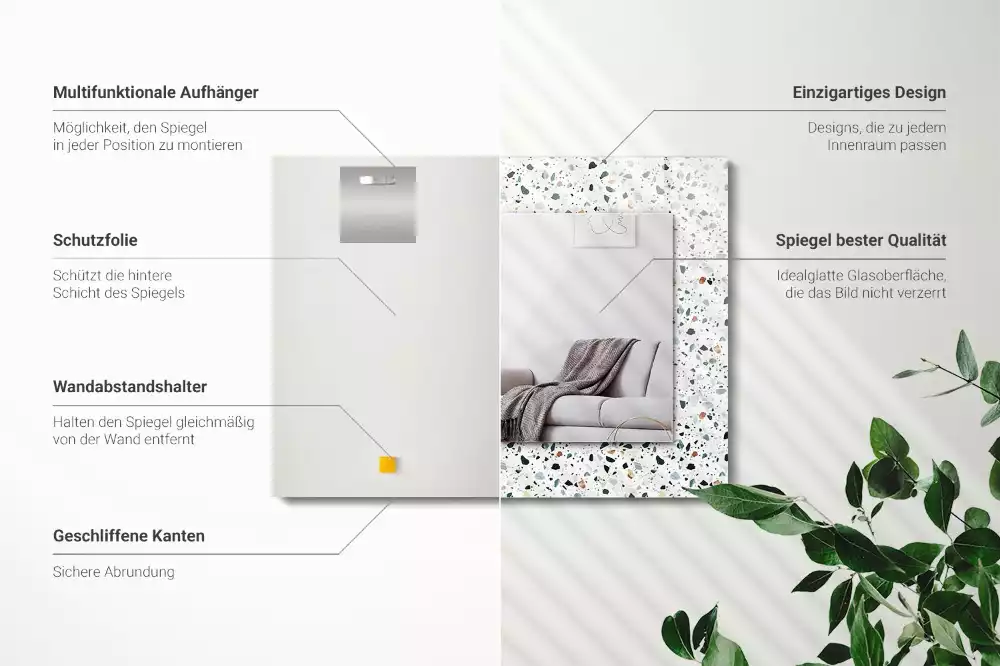 Négyszögletes dísztükör Terrazzo mozaik minta