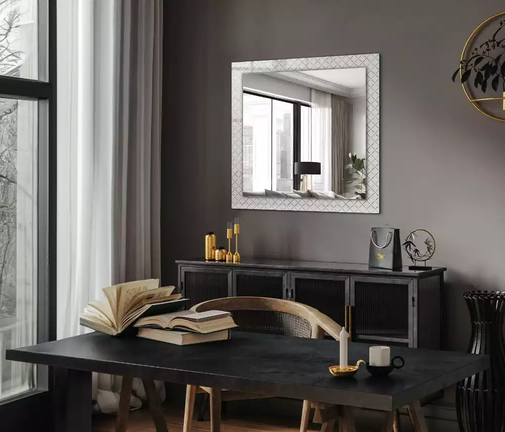 Négyszögletes dísztükör Kockás mintavonalak