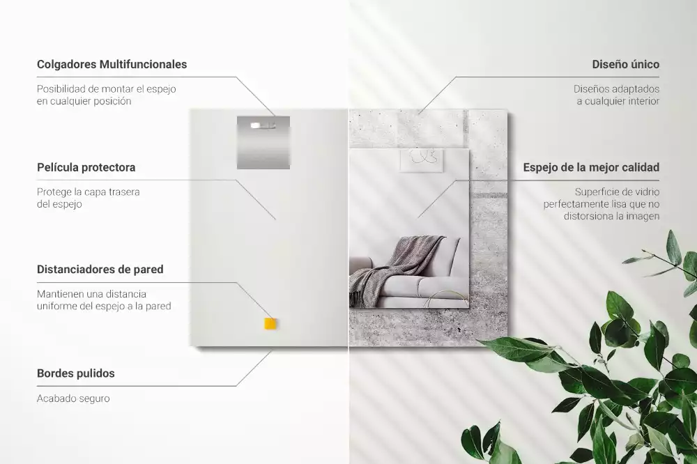 Négyszögletes dísztükör Betonfal textúra