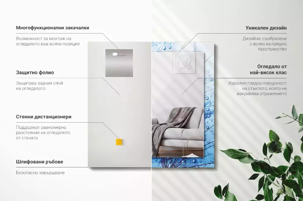 Négyszögletes dísztükör Csepp a pitypangon