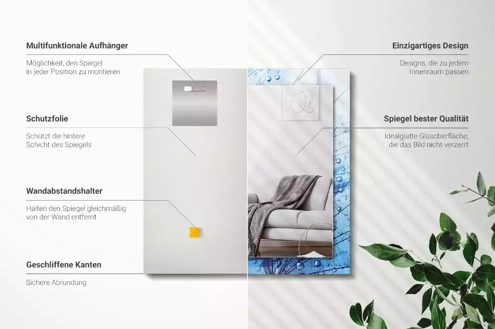 Négyszögletes dísztükör Csepp a pitypangon