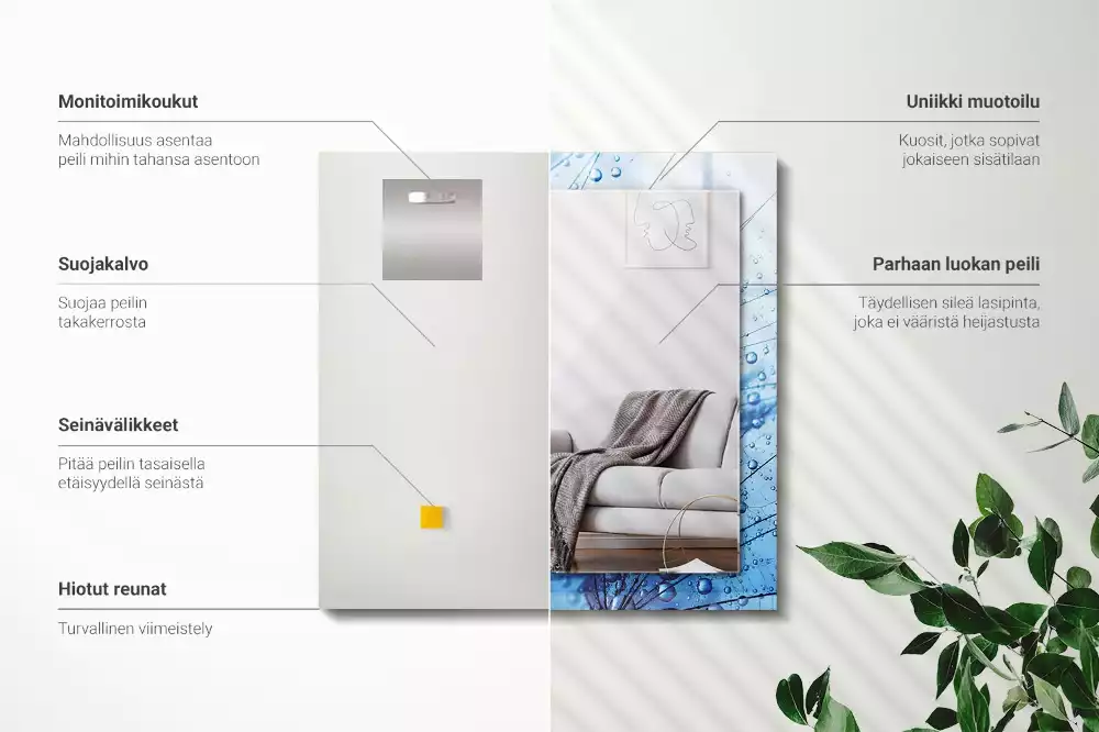 Négyszögletes dísztükör Csepp a pitypangon