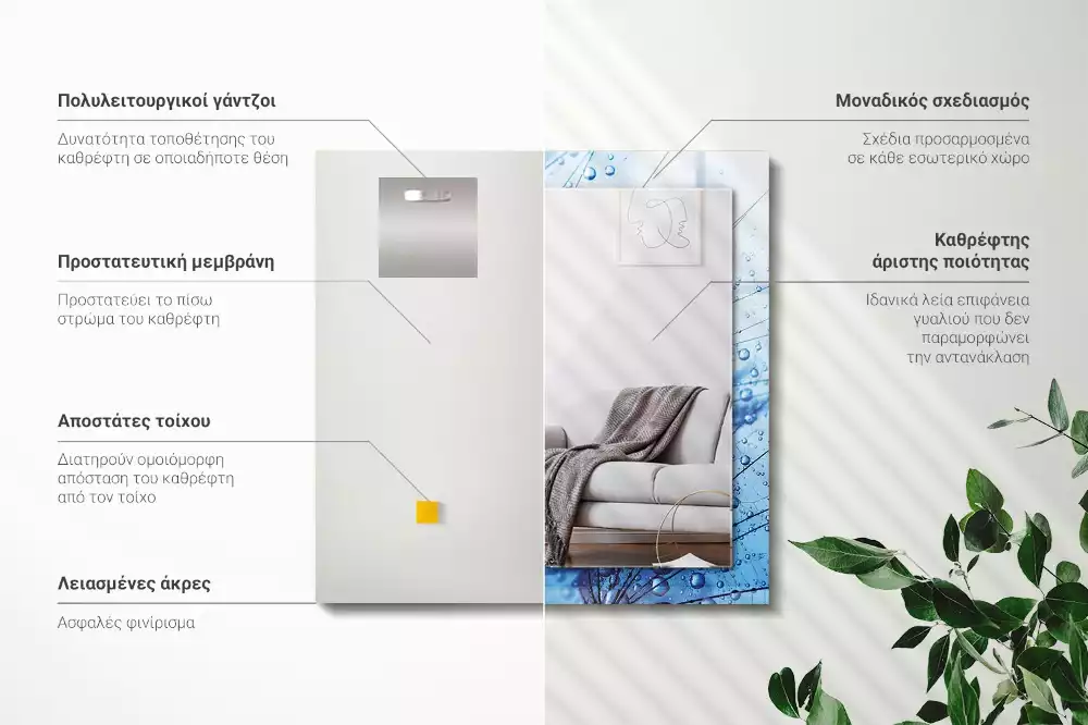 Négyszögletes dísztükör Csepp a pitypangon