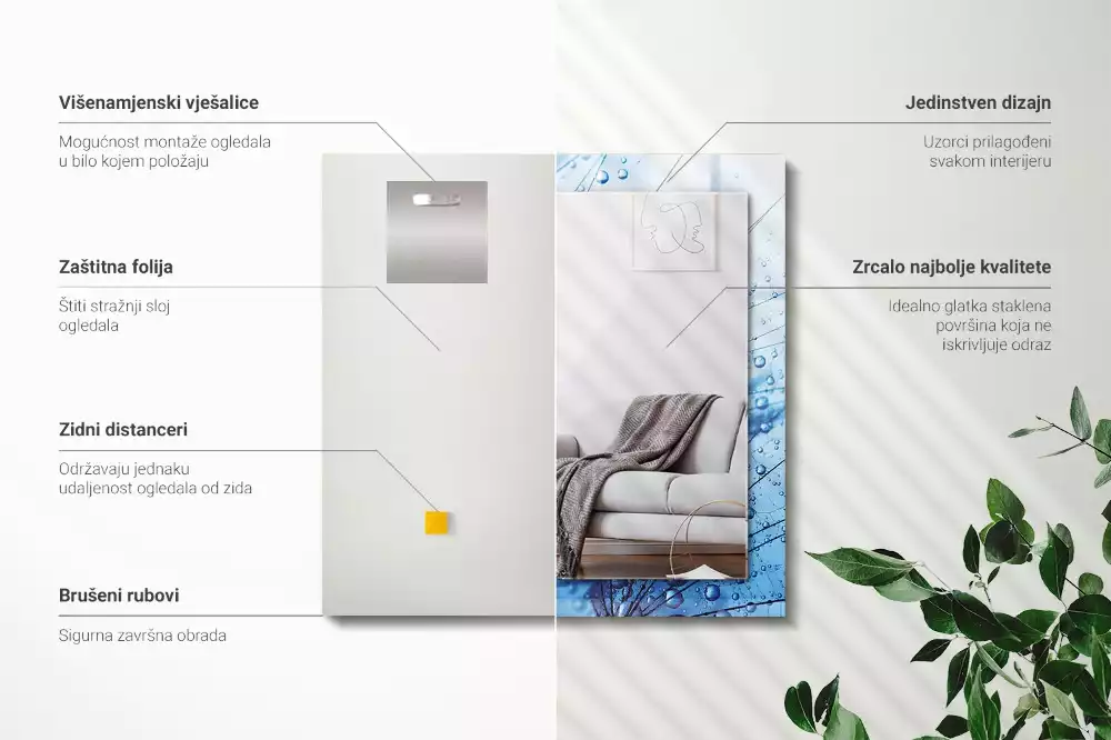 Négyszögletes dísztükör Csepp a pitypangon