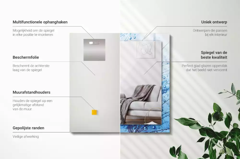 Négyszögletes dísztükör Csepp a pitypangon