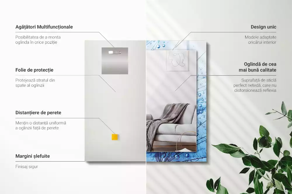 Négyszögletes dísztükör Csepp a pitypangon