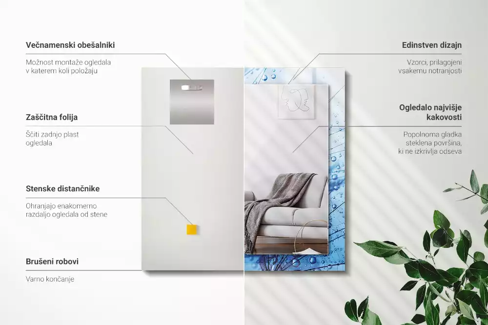 Négyszögletes dísztükör Csepp a pitypangon