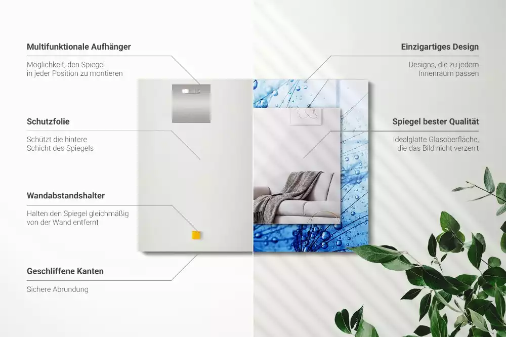 Négyszögletes dísztükör Csepp a pitypangon