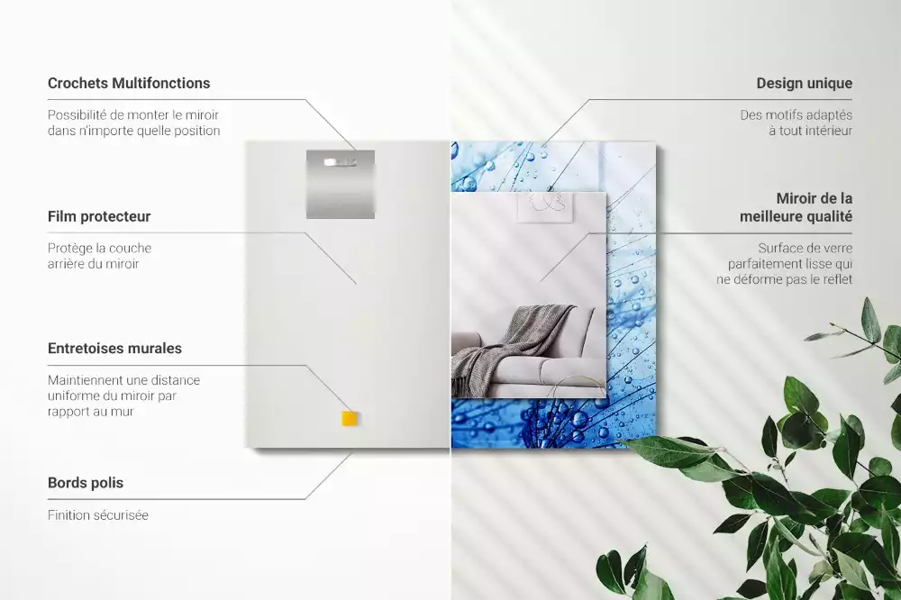 Négyszögletes dísztükör Csepp a pitypangon