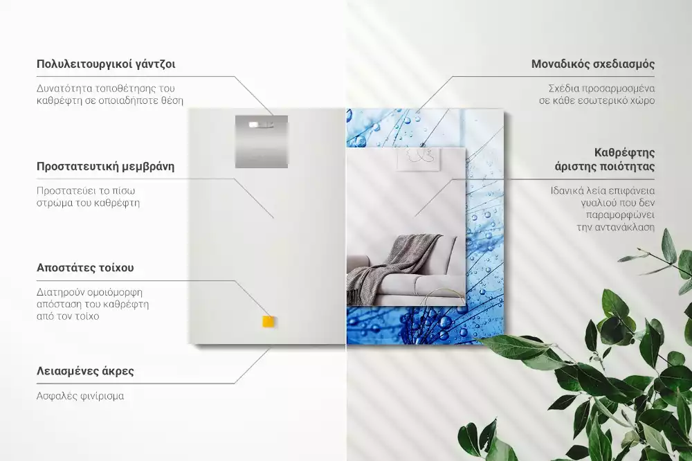 Négyszögletes dísztükör Csepp a pitypangon