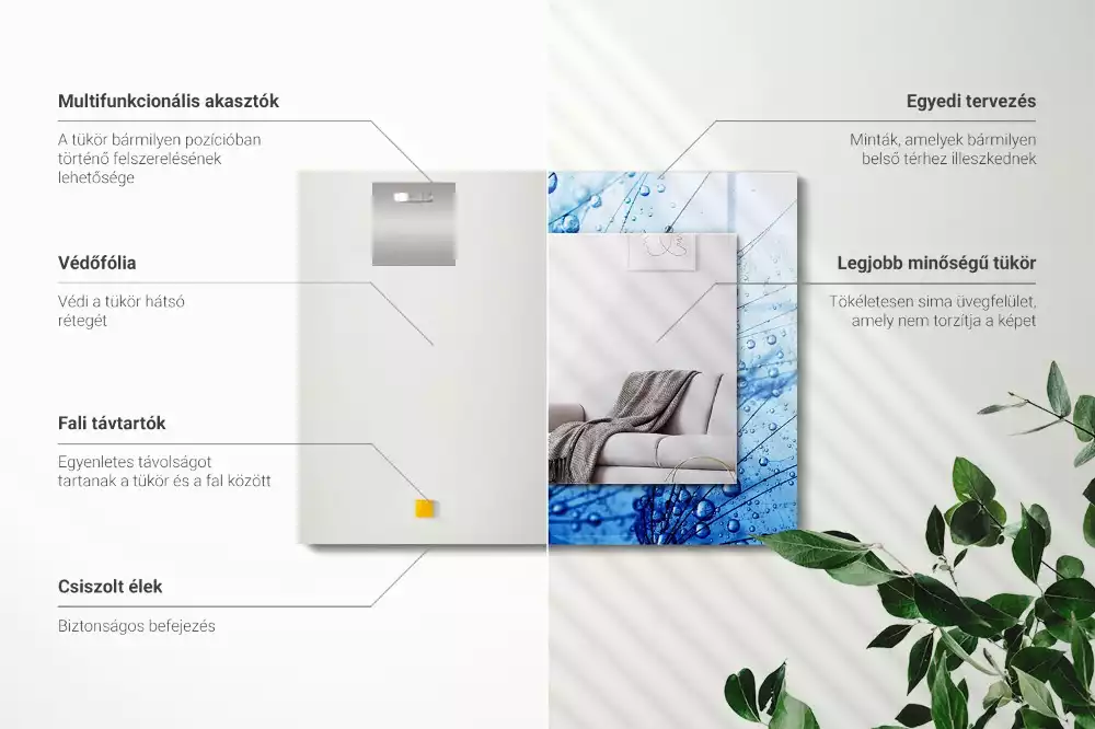 Négyszögletes dísztükör Csepp a pitypangon