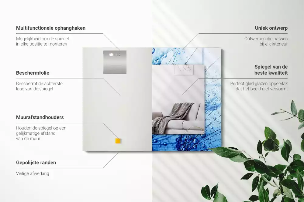 Négyszögletes dísztükör Csepp a pitypangon