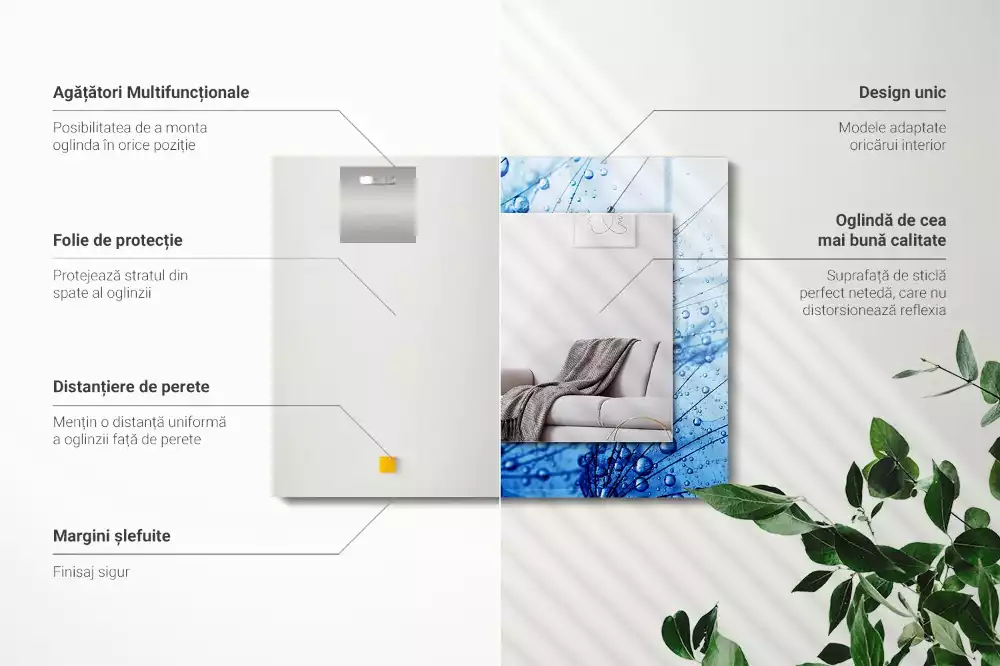 Négyszögletes dísztükör Csepp a pitypangon