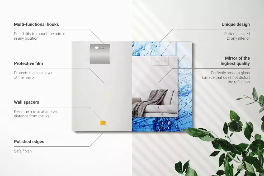 Négyszögletes dísztükör Csepp a pitypangon